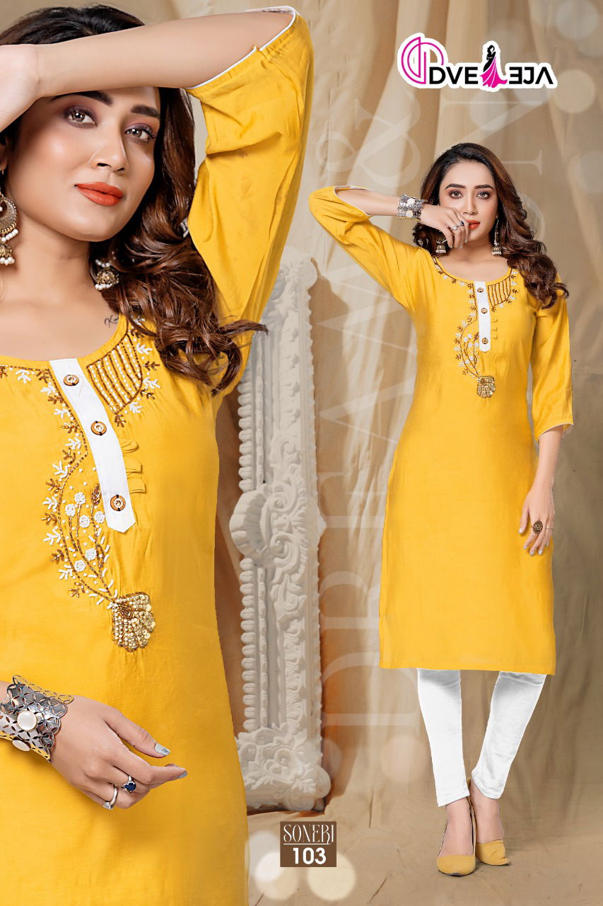 Dveeja Soneri Regular Wear Wholesale Kurtis Catalog